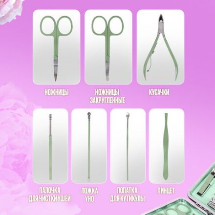 Универсальный набор для маникюра и педикюра 18 в 1 в футляре, STANDARD, зеленый, WBZ (ВБЗ), 609489 Универсальный набор для маникюра и педикюра 18 в 1 в футляре, STANDARD, зеленый, WBZ (ВБЗ), 609489