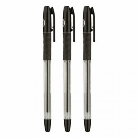 Ручка шариковая масляная с грипом PILOT "BPS-GP", ЧЕРНАЯ, корпус прозрачный, узел 0,5 мм, линия письма 0,18 мм, BPS-GP-EF, BPS-GP-ЕF