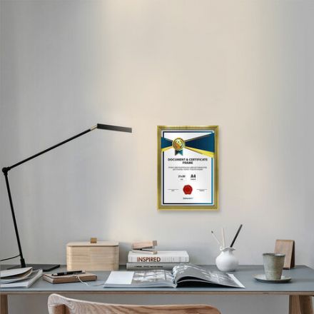 Рамка 21х30 см небьющаяся, багет 15 мм пластик, BRAUBERG "Respect", золотистая, 391272