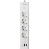 Сетевой фильтр Philips CHP4346WA/51 4р/2м с USB, 10А, белый