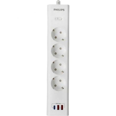 Сетевой фильтр Philips CHP4346WA/51 4р/2м с USB, 10А, белый