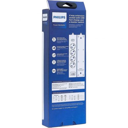 Сетевой фильтр Philips CHP4346WA/51 4р/2м с USB, 10А, белый