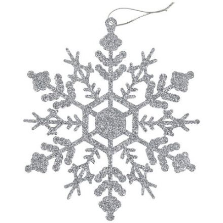 Украшение ёлочное "Снежинки" 6 шт., 12 см, пластик, серебристые с глиттером, ЗОЛОТАЯ СКАЗКА, 591131