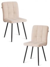 Стул обеденный Medeo  (2 шт. в упаковке) LT, велюр, бежевый/черный, 7, 45х56х89 см