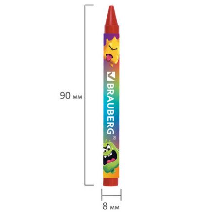 Восковые мелки BRAUBERG "МОНСТРИКИ", 12 цветов, 273238