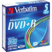 Носители информации DVD+R, 16x, Verbatim Colour, Slim/5, 43556 Носители информации DVD+R, 16x, Verbatim Colour, Slim/5, 43556