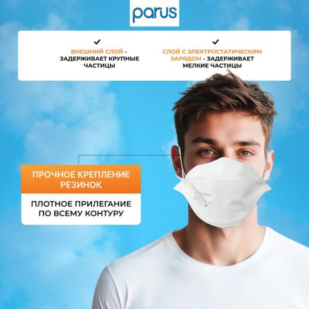 Полумаска фильтрующая PARUS 1С без кл FFP1 NR D до 4ПДК