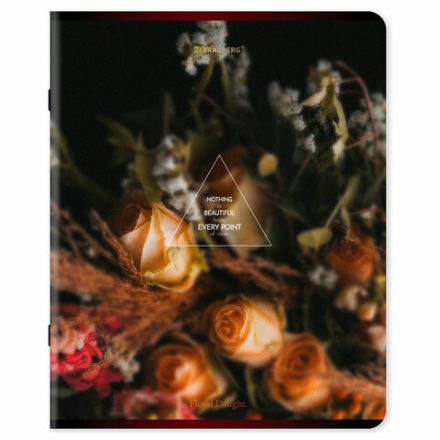 Тетрадь А5, 48 л., BRAUBERG, скоба, клетка, глянцевый лак, "Цветы", (микс в спайке), 405333