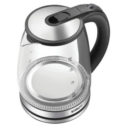 Чайник SCARLETT SC-EK27G103, 1,8 л, 1800 Вт, закрытый нагревательный элемент, стекло, черный Чайник SCARLETT SC-EK27G103, 1,8 л, 1800 Вт, закрытый нагревательный элемент, стекло, черный