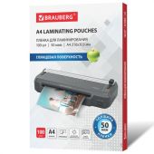 Пленки-заготовки для ламинирования УЛЬТРАТОНКИЕ А4, КОМПЛЕКТ 100 шт., 50 мкм, BRAUBERG, 533116