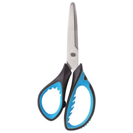 Ножницы ЮНЛАНДИЯ "BASIC", 155 мм, ребристые резиновые вставки, черно-голубые, европодвес, 236991 Ножницы ЮНЛАНДИЯ "BASIC", 155 мм, ребристые резиновые вставки, черно-голубые, европодвес, 236991