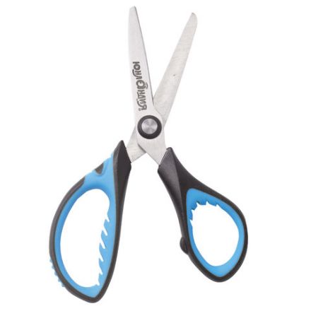 Ножницы ЮНЛАНДИЯ "BASIC", 155 мм, ребристые резиновые вставки, черно-голубые, европодвес, 236991 Ножницы ЮНЛАНДИЯ "BASIC", 155 мм, ребристые резиновые вставки, черно-голубые, европодвес, 236991