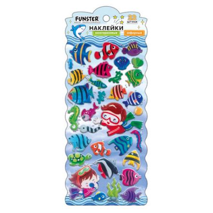 Наклейки зефирные "Животный мир", 19х9,5 см, ассорти 8 видов, FUNSTER (ФАНСТЕР), 666089