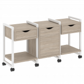 Loft Тумба на колесных опорах наборная. Вариант №6 VR.L-TN-6.K Дуб аттик/Белый металл 1440*460*767