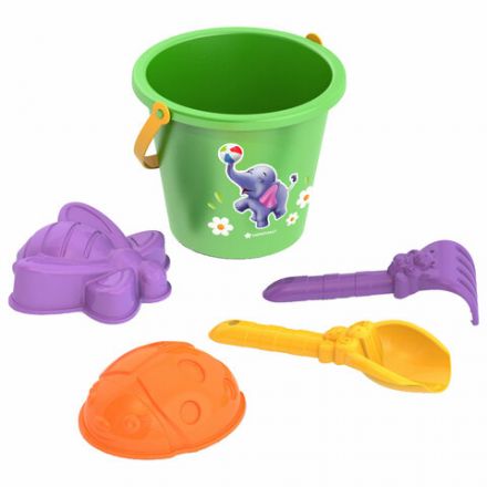 Набор для игр в песке: ведерко, совочек, грабельки, 2 формочки "Ассорти", НОРДПЛАСТ, 181