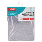 Шторка для ванной EVA, 180х180 см, кольца в комплекте, СЕРАЯ ГОЛОГРАФИЯ, PRIMILA (ПРИМИЛА), 700104