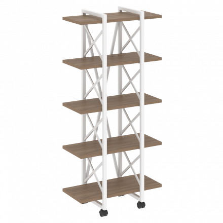 Loft Стеллаж на колесных опорах-5 полок VR.L-MST.K-5.4V Дуб аризона/Белый металл 800*400*1704