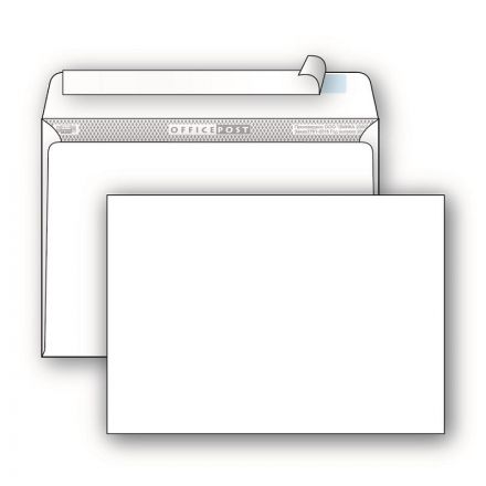 Конверт OfficePost С5 80 г/кв.м белый стрип с внутренней запечаткой (100 штук в упаковке)