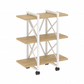 Loft Стеллаж на колесных опорах-3 полки VR.L-MST.K-3.4V Тиквуд светлый/Белый металл 800*400*968