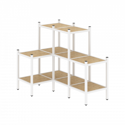 Loft Угловой внутренний стеллаж наборный VR.L-37 Тиквуд светлый/Белый металл 862*1278*1047 Loft Угловой внутренний стеллаж наборный VR.L-37 Тиквуд светлый/Белый металл 862*1278*1047