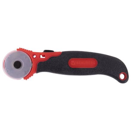 Нож раскройный роликовый 28 мм BRAUBERG, круглое лезвие, резиновые вставки, 238089 Нож раскройный роликовый 28 мм BRAUBERG, круглое лезвие, резиновые вставки, 238089