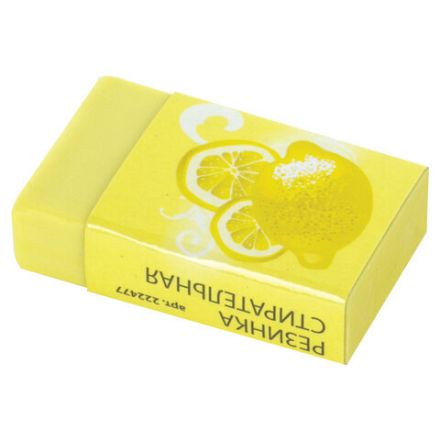 Ластик ПИФАГОР "Фрукты", 35х21х9 мм, ароматизированный, ассорти, картонный держатель, 222477