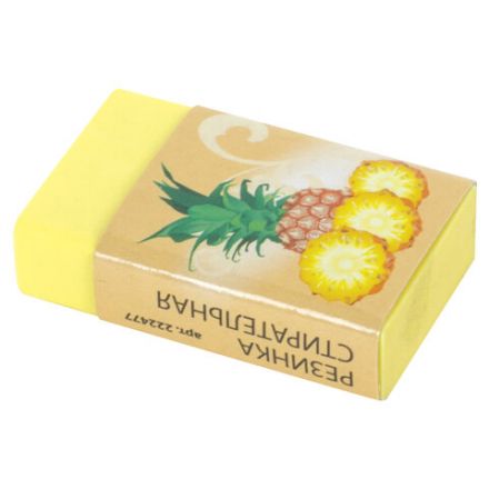 Ластик ПИФАГОР "Фрукты", 35х21х9 мм, ароматизированный, ассорти, картонный держатель, 222477