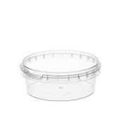 Банка с крышкой 385 мл, пластиковая под пресервы с контрольным замком, диаметр 122 мм, ВЗЛП, 1214КП