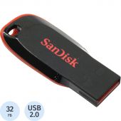 Флеш-память SanDisk Cruzer Blade, 32Gb, USB 2.0, ч/крас, SDCZ50-032G-B35
