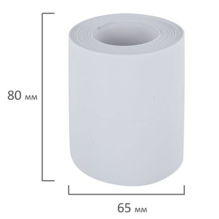 Клейкая лента бордюрная для ванны и кухни 80 мм х 3,2 м, белая, акриловая основа, WBZ (ВБЗ), 700428