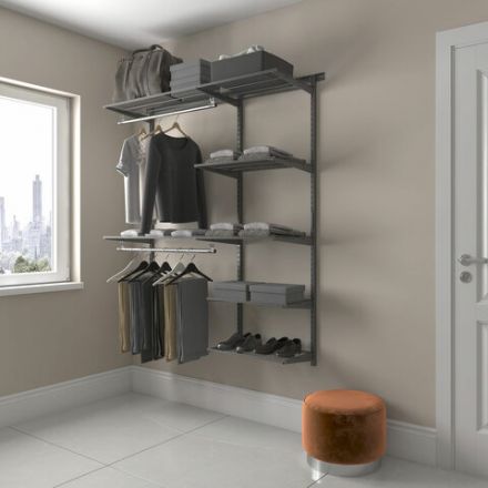 Гардеробная система OPTIMA G150, 2050х1540х450 мм, 7 полок, 2 штанги, графит, S70299917515