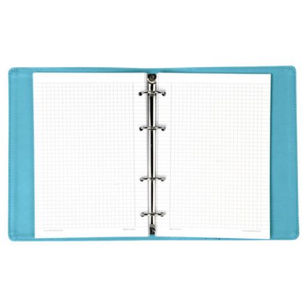 Тетрадь на кольцах А5 (180х220 мм), 120 листов, под кожу, клетка, BRAUBERG "Fusion", коричневый/голубой, 129995