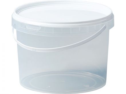 Ведро 2,75л. круглое, с ручкой пластик, с белой крышкой бесцветный Ведро 2,75л. круглое, с ручкой пластик, с белой крышкой бесцветный