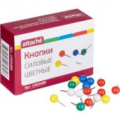 Кнопки силовые д/пробковых досок Attache ШАРИКИ,пластик,ассорти,50шт/уп Кнопки силовые д/пробковых досок Attache ШАРИКИ,пластик,ассорти,50шт/уп