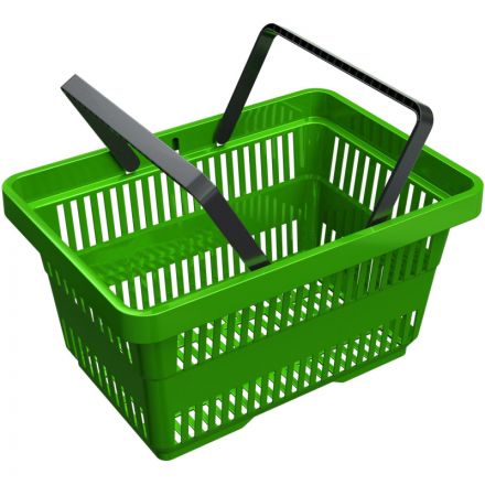 Корзина покупательская ИД пластик с 2-мя ручками на 28 л (5 шт/уп) зеленая