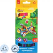 Карандаши цветные 24цв 12шт 3-гран, двустор №1School