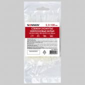 Стяжка (хомут) нейлоновая сверхпрочная POWER LOCK, 2,5х100 мм, КОМПЛЕКТ 100 шт., белая, SONNEN, 607918 Стяжка (хомут) нейлоновая сверхпрочная POWER LOCK, 2,5х100 мм, КОМПЛЕКТ 100 шт., белая, SONNEN, 607918