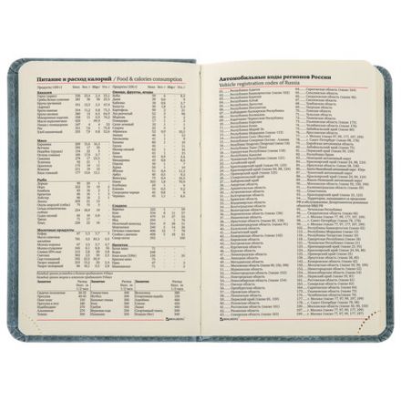 Ежедневник недатированный МАЛЫЙ 100х150 мм А6 BRAUBERG "Status", под кожу, 160 л., серо-голубой, 113369