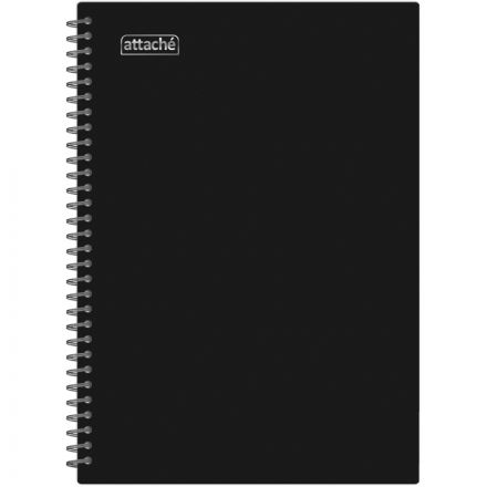 Бизнес-тетрадь А4 120л Attache гребень клетка пластик черн с тиснением