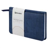 Еженедельник датированный 2026 МАЛЫЙ ФОРМАТ 95х155 мм, А6, BRAUBERG "Wood", под кожу, синий, 117195