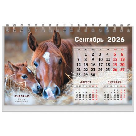 Календарь-домик настольный на гребне, 2026 г., BRAUBERG, 160х110 мм, 6 листов, "Символ года", 117295