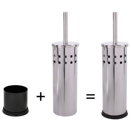 Ершик для унитаза с подставкой, нержавеющая сталь, зеркальный, LAIMA, 601616