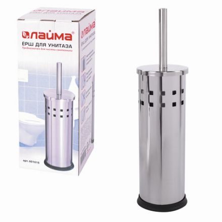 Ершик для унитаза с подставкой, нержавеющая сталь, зеркальный, LAIMA, 601616