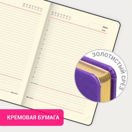 Ежедневник недатированный А5, 138х213 мм, BRAUBERG "Iguana", под кожу, 160 л., сиреневый, 114455 Ежедневник недатированный А5, 138х213 мм, BRAUBERG "Iguana", под кожу, 160 л., сиреневый, 114455