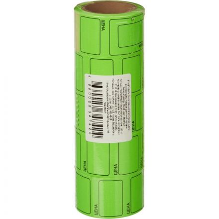 Ценники самоклеящиеся Цена 35x25мм,зеленая 250шт/рул, 5 рул/уп