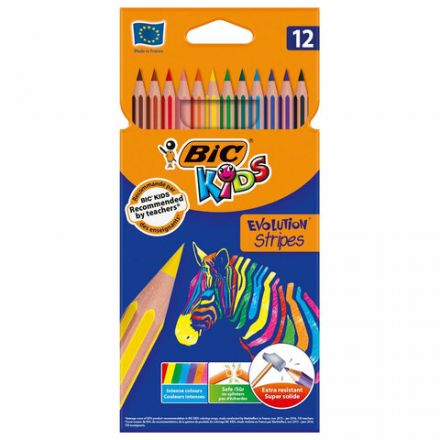 Карандаши цветные BIC "Evolution Stripes", 12 цветов, шестигранные, грифель 9505221 Карандаши цветные BIC "Evolution Stripes", 12 цветов, шестигранные, грифель 9505221