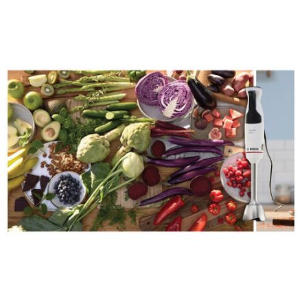 Блендер погружной BOSCH MSM4W210, 600 Вт, 1 скорость, 1 насадка, стакан, белый