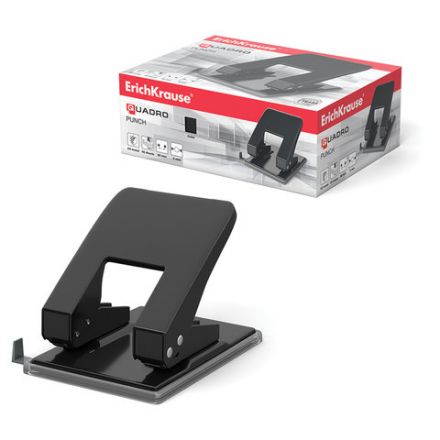 Дырокол металлический ERICH KRAUSE "Quadro", до 40 листов, черный, 4669 Дырокол металлический ERICH KRAUSE "Quadro", до 40 листов, черный, 4669