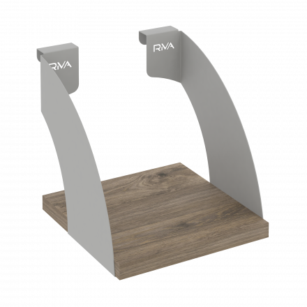 Навесные полки. Кронштейны+ЛДСП полка 200мм MAN-41-2 Тиквуд тёмный/Серый металл 200*220*200