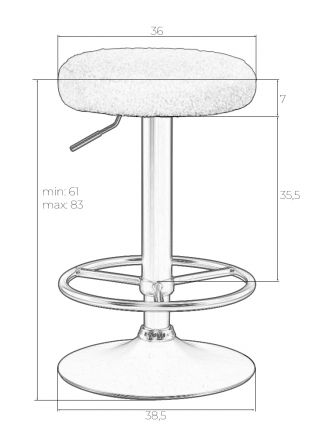 Набор 2 шт Табурет барный DOBRIN TEDDY BLACK, белый букле (13)